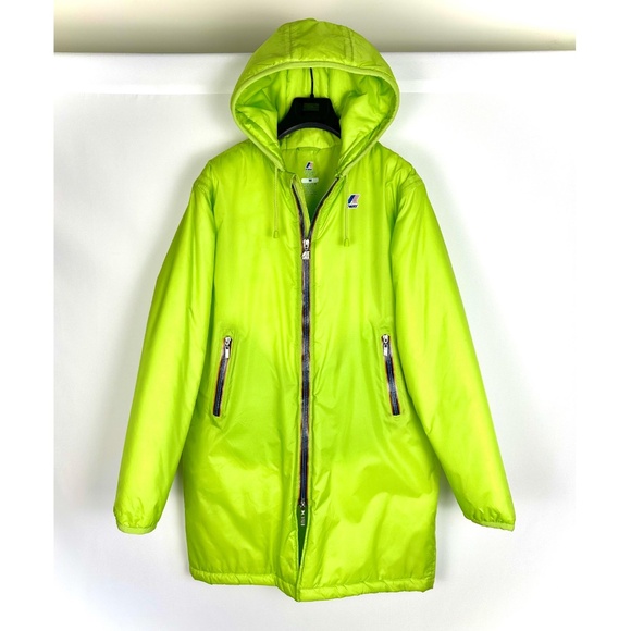 Vintage K-Way Zipper Front Waterproof Hooded Winter Puffer Parka Coat • S/M - Picture 1 of 9
